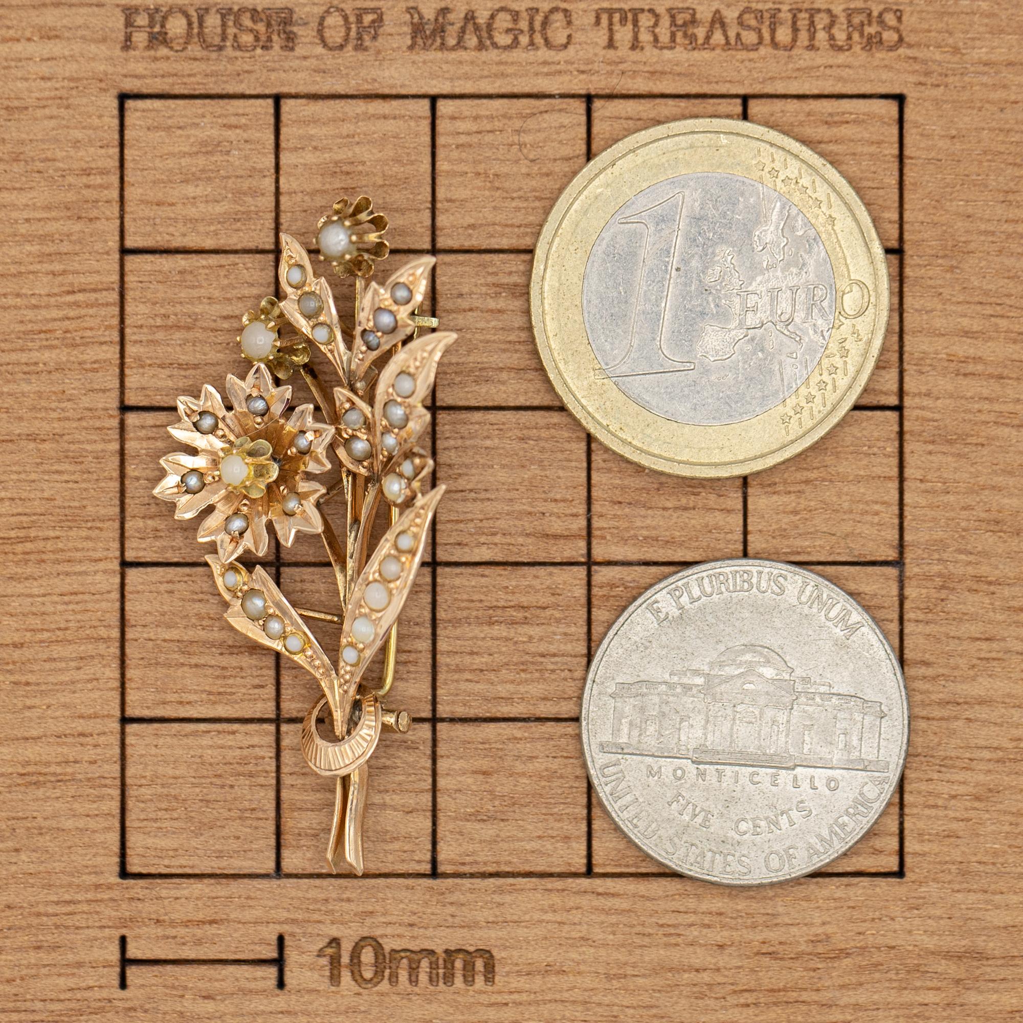 Broche Victoriano Floral 14k - Art Nouveau Europeo Joya temática floral en venta 4