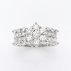 14k Flower Diamond Ring Natural Diamonds Solid White Gold