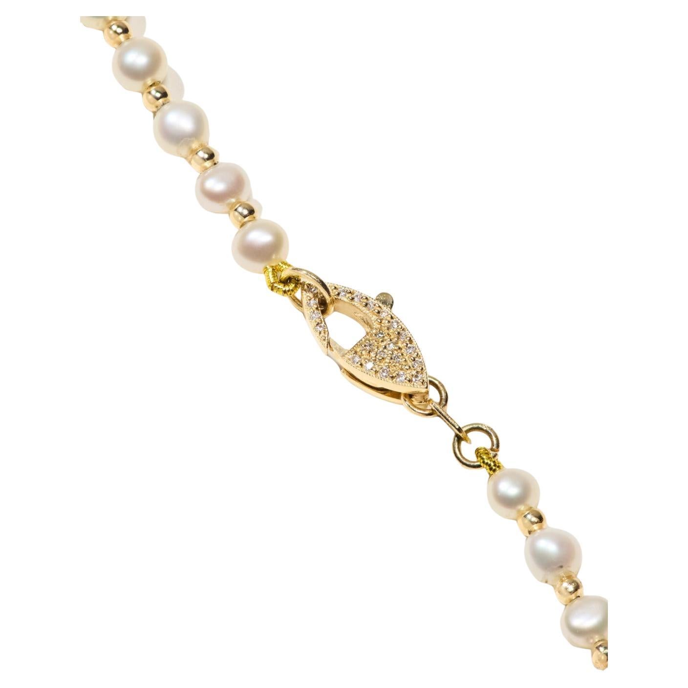 14k Freshwater Pearl Necklace with Custom Double-Sided Diamond Clasp