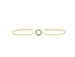 14k Gold 0.10 Ct Gemstone Open Circle Bracelet with Ruby Emerald Blue sapphire