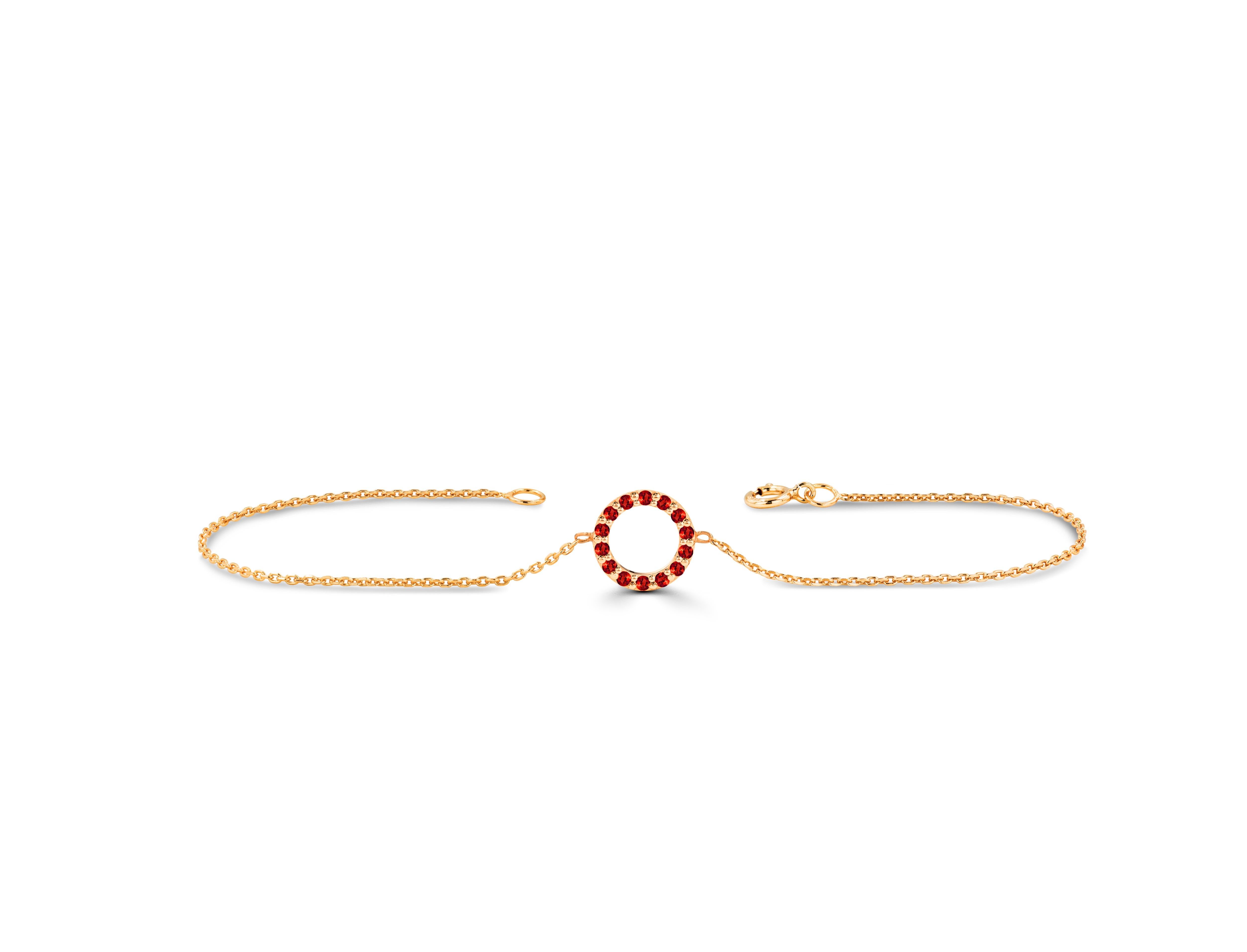 Modern 14k Gold 0.10 Ct Gemstone Open Circle Bracelet with Ruby Emerald Blue sapphire  For Sale