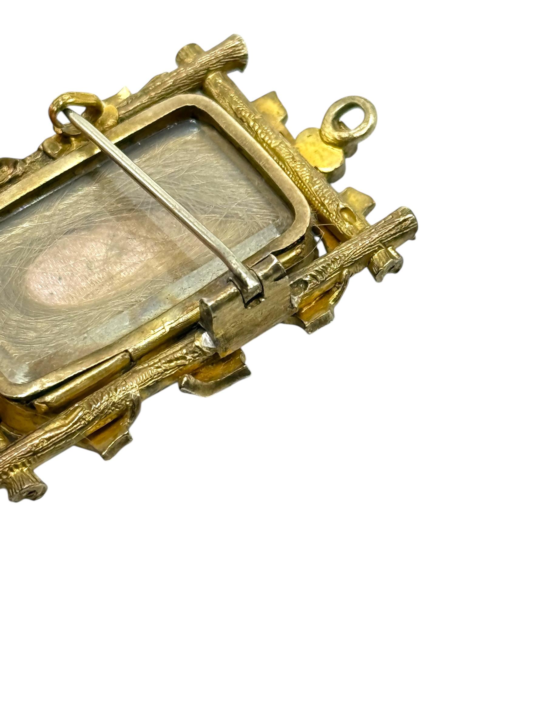 14k georgianische Mini-Mini-Gemälde-Memento-Brosche im Angebot 4