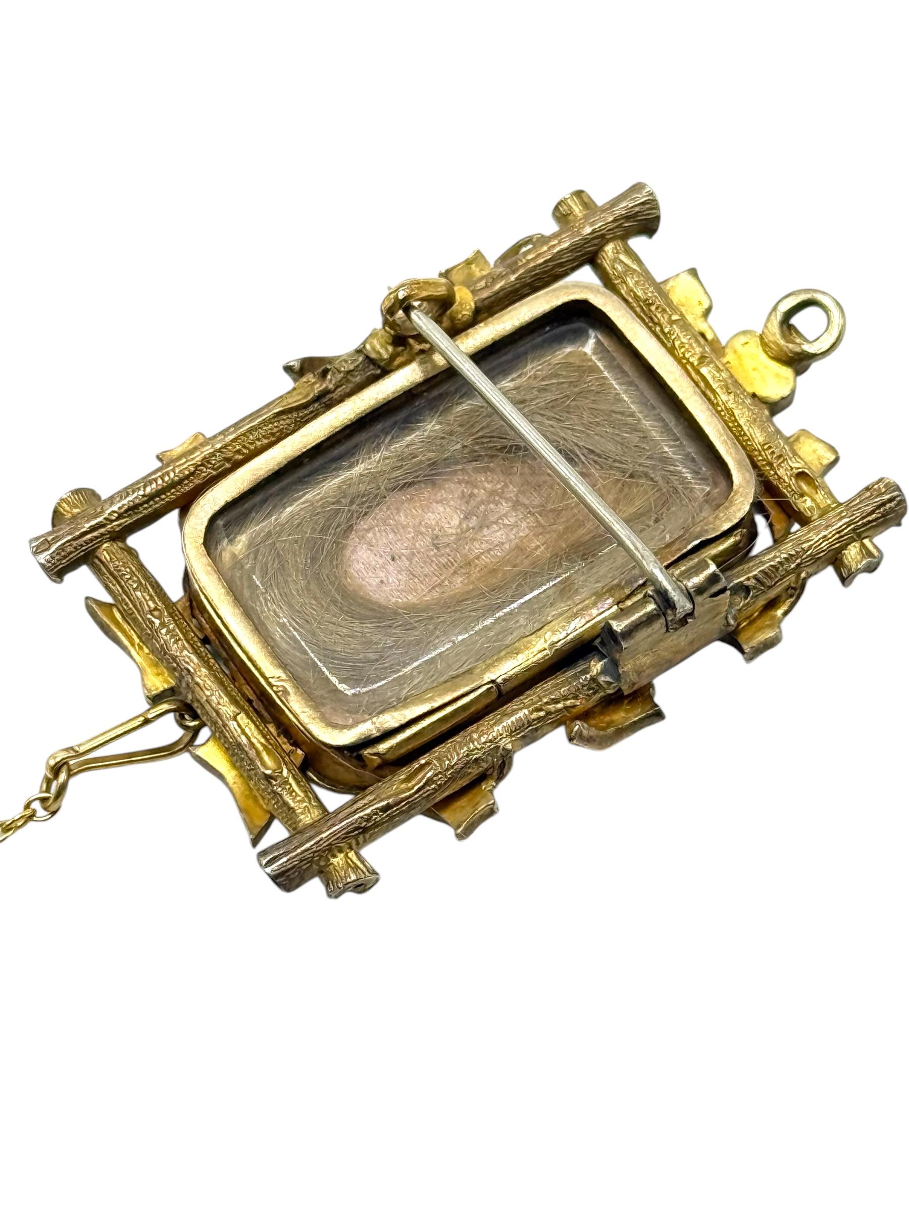14k georgianische Mini-Mini-Gemälde-Memento-Brosche im Angebot 5