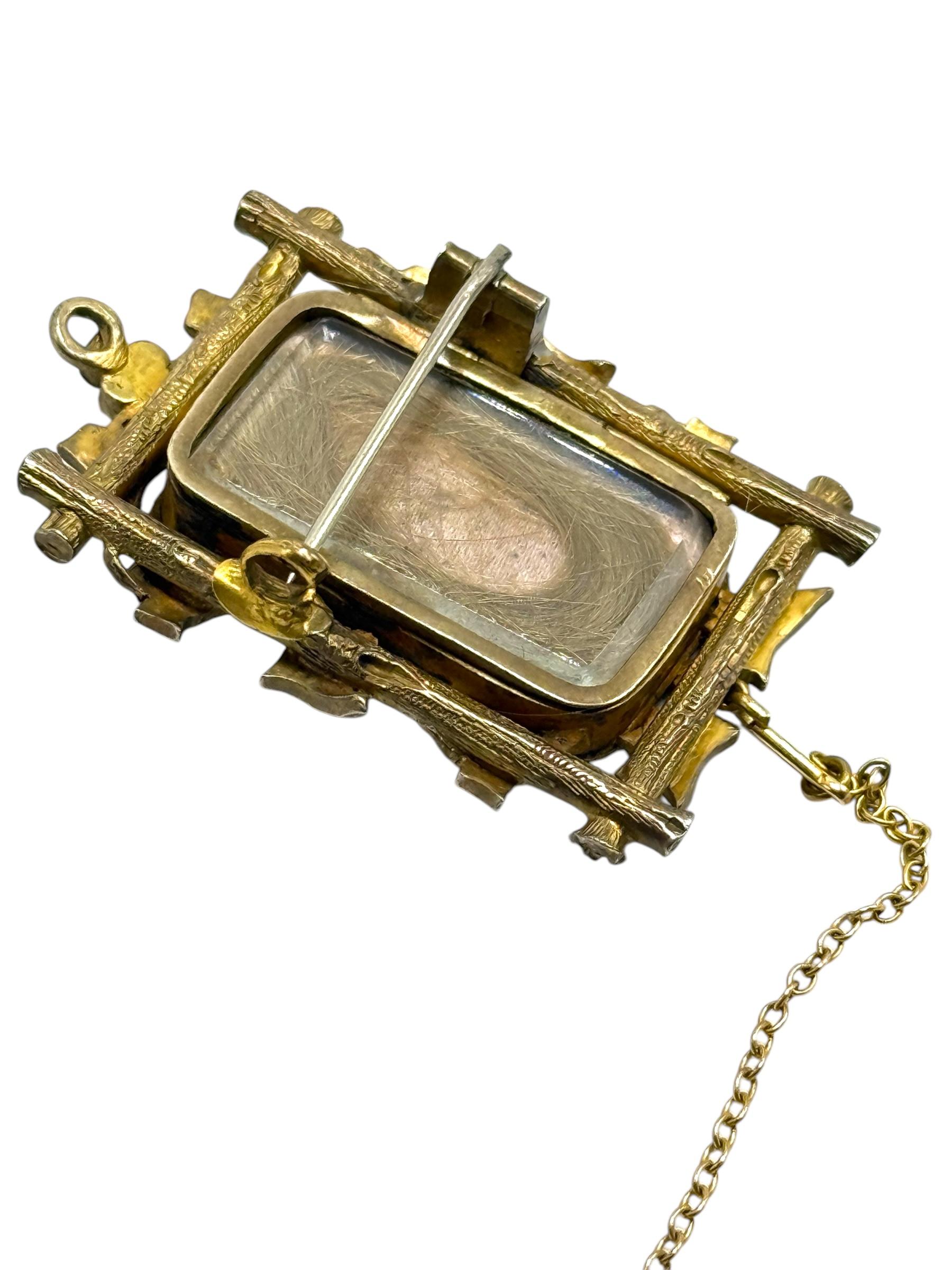 14k georgianische Mini-Mini-Gemälde-Memento-Brosche im Angebot 3