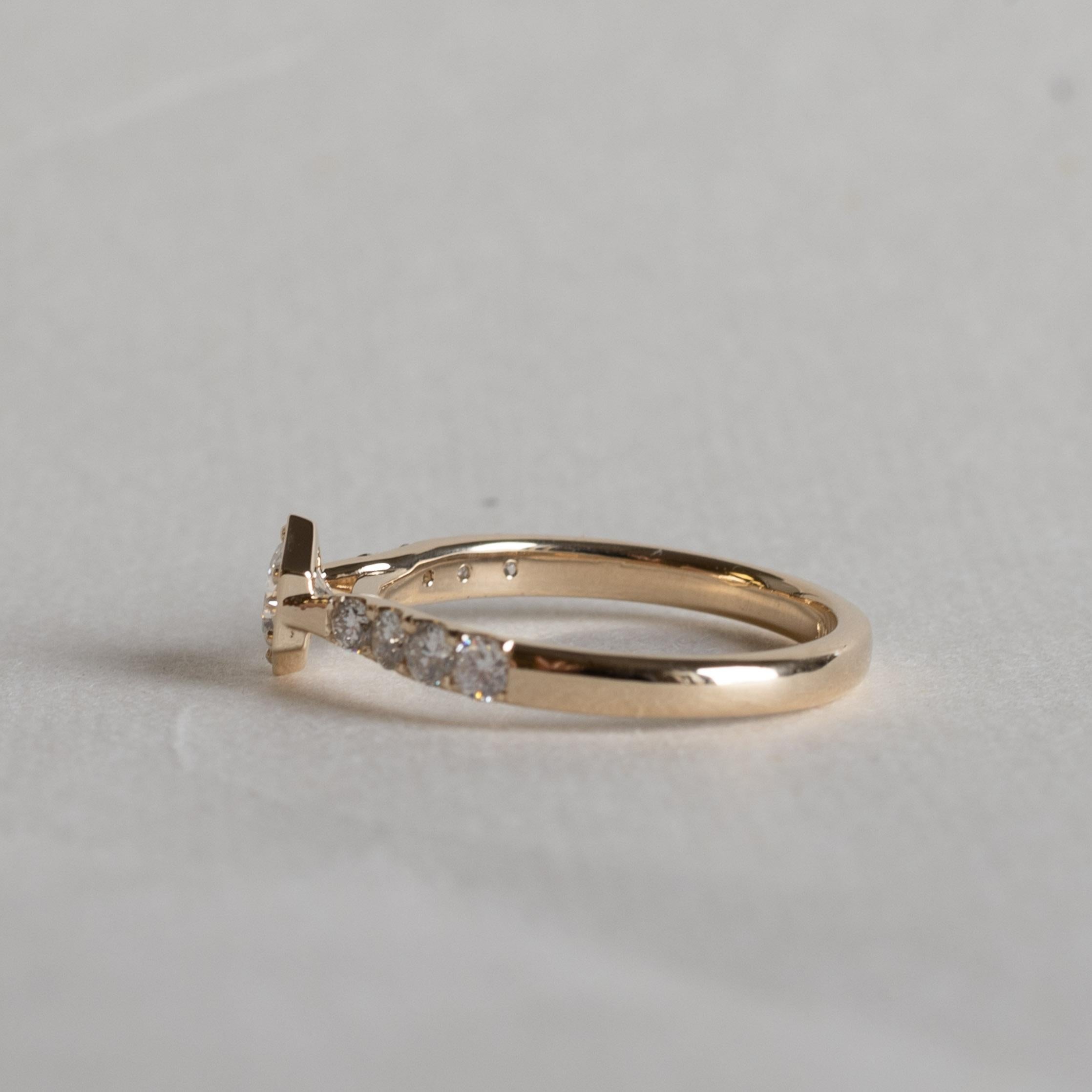 Anillo de compromiso de diamantes 14K GIA 0,5 quilates Corte redondo en venta