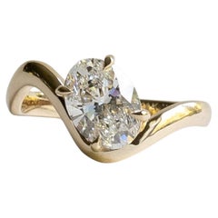14K GIA 1.69 Carat Oval Lab Diamond Ring