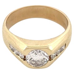 14K Yellow Gold GIA Certified Diamond Engagement Ring, 20th Century