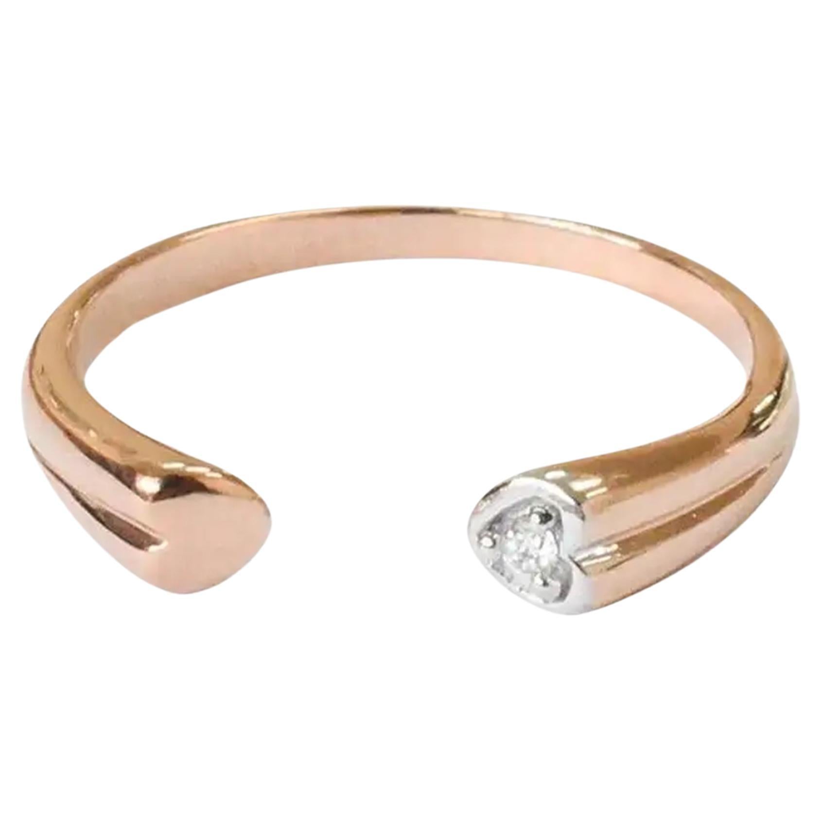 For Sale:  14k Gold 0.02 Carat Diamond Open heart ring  2