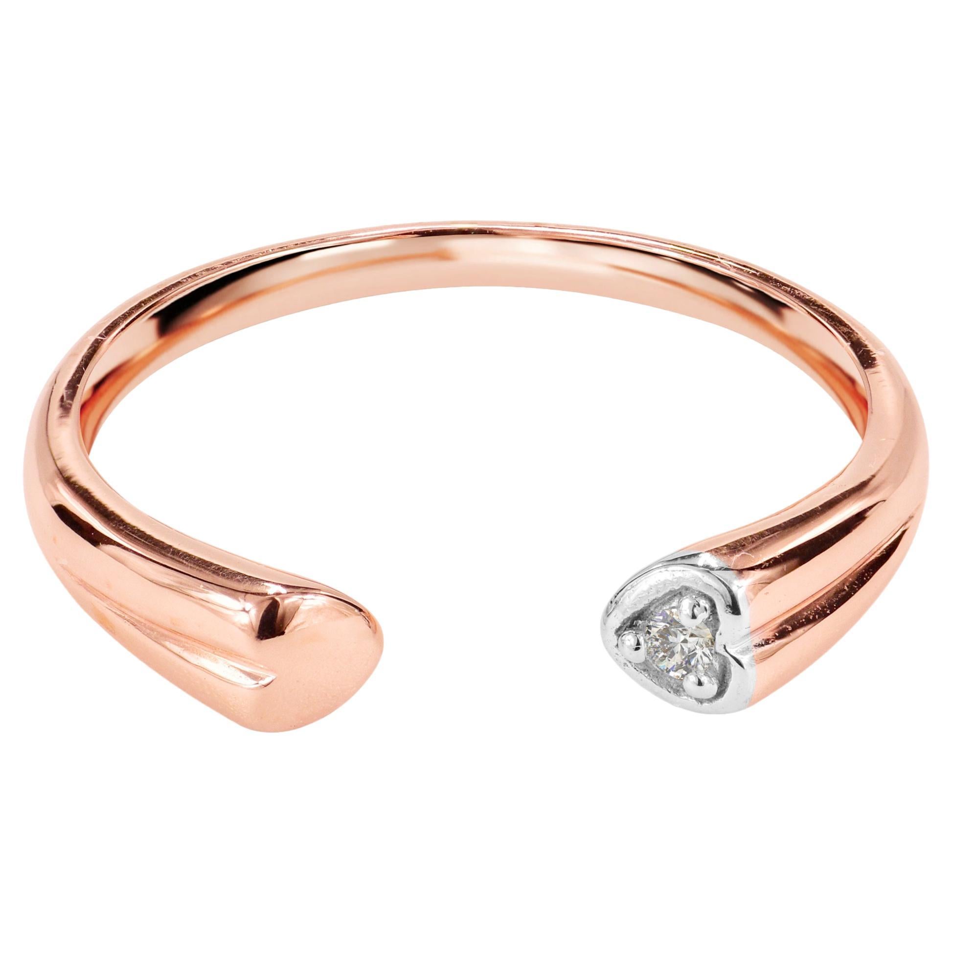 14k Gold 0.02 Carat Diamond Open heart ring