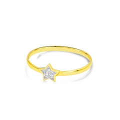 14k Gold 0.03 Carat Diamond Star Shaped Engagement Ring 