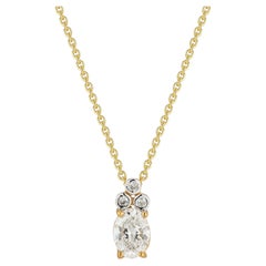 14K Gold 0,045 ct. tw. Ø & 1,08 ct. tw. Zentraldiamant-Anhänger im Labor gezüchtet
