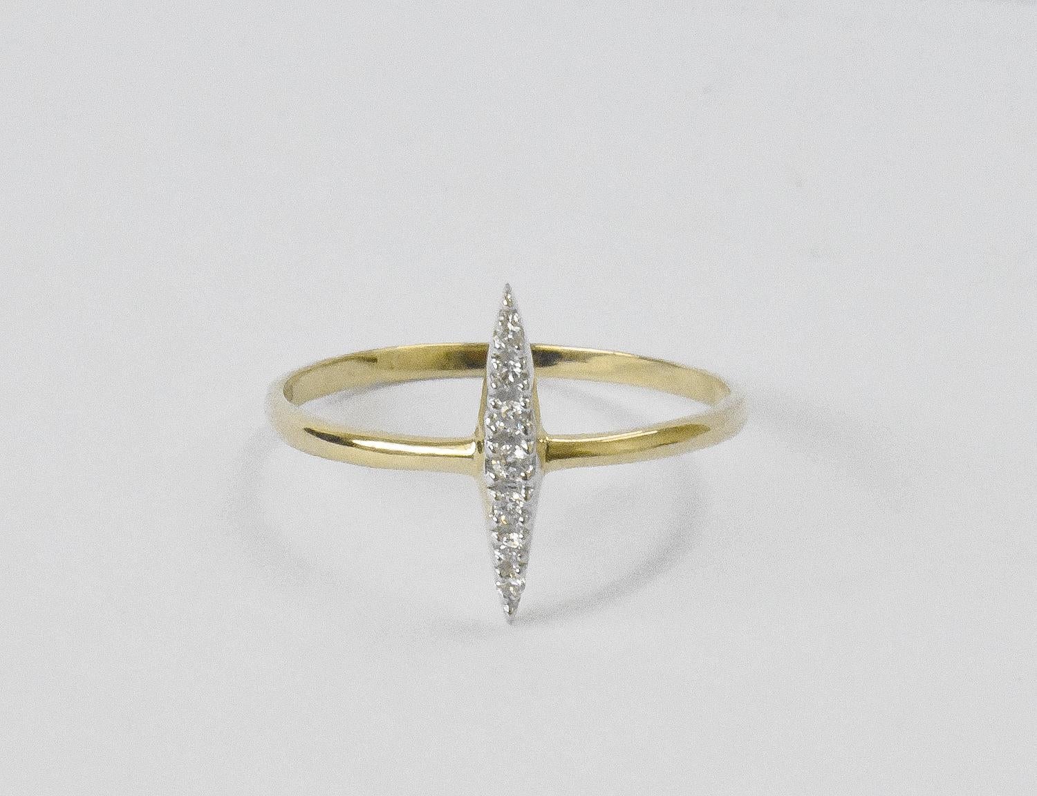 For Sale:  14k Gold 0.05 Carat Diamond Spikey Ring for Her 3