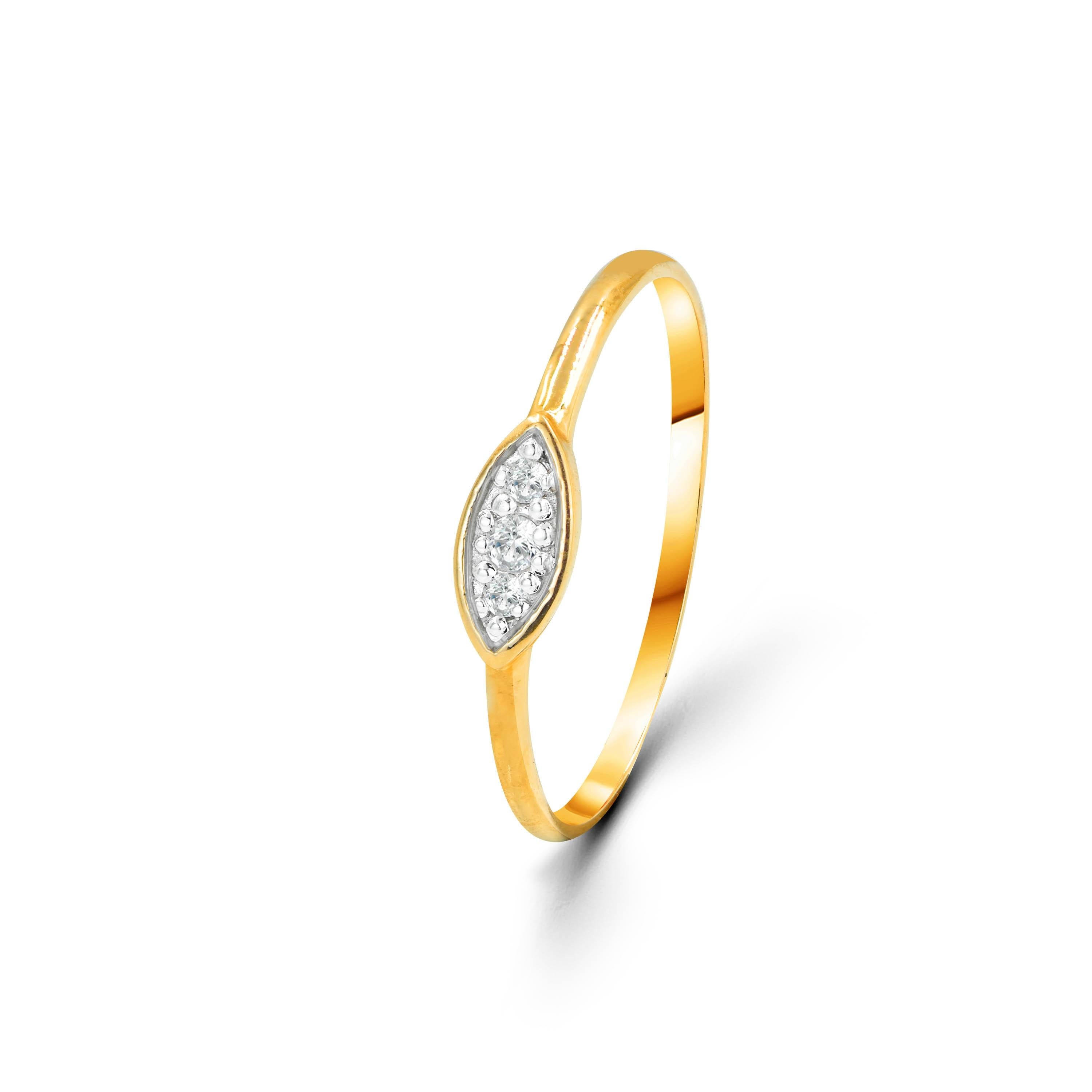For Sale:  14K Gold 0.05 Carat Marquise Diamond Dainty Minimalist Stacking Ring 2