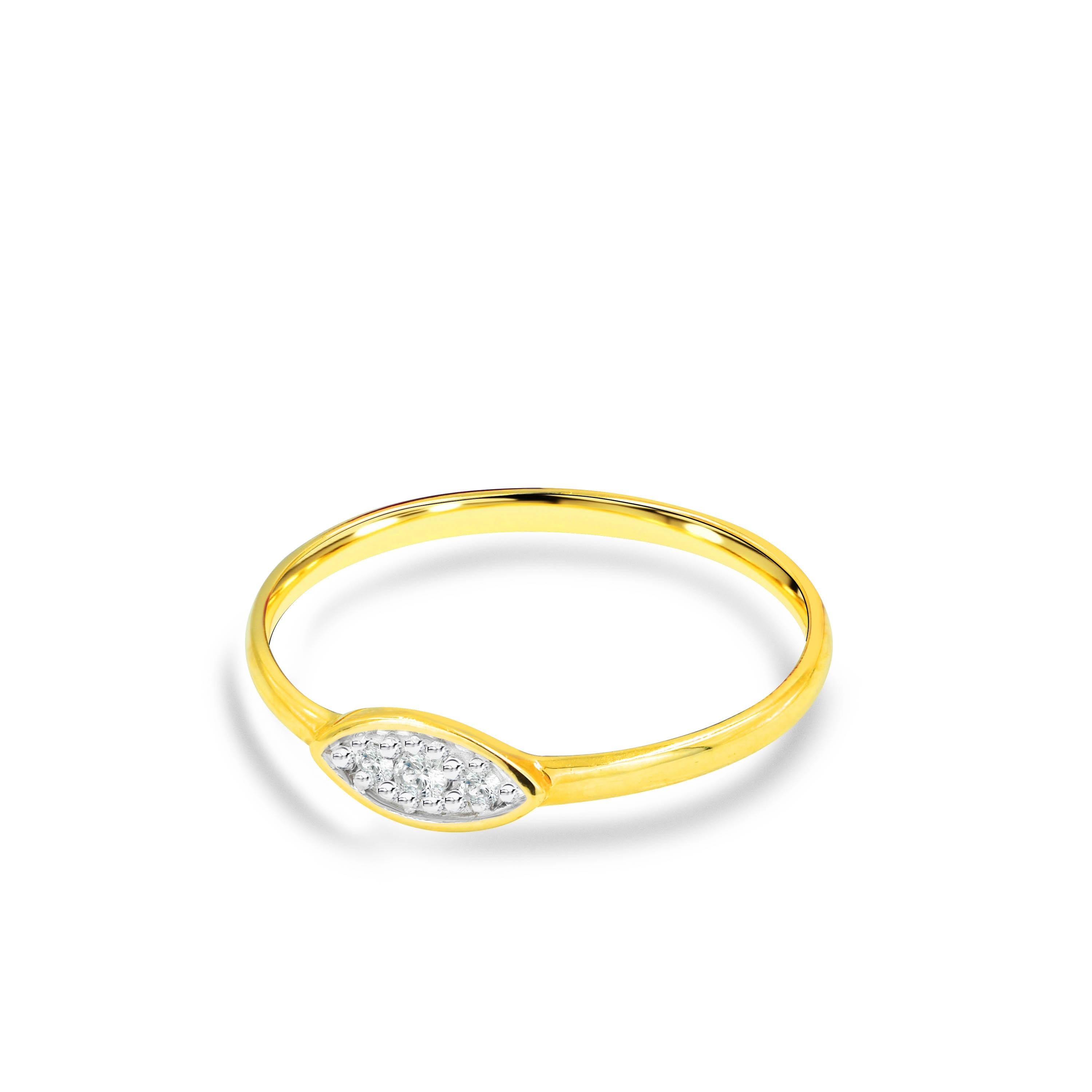 For Sale:  14K Gold 0.05 Carat Marquise Diamond Dainty Minimalist Stacking Ring 5