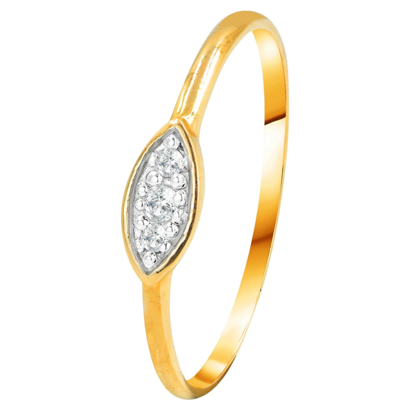 For Sale:  14K Gold 0.05 Carat Marquise Diamond Dainty Minimalist Stacking Ring