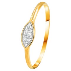 14K Gold 0.05 Carat Marquise Diamond Dainty Minimalist Stacking Ring