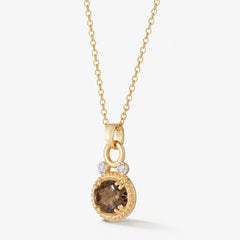 Oro 14K 0,05 ct. tw. Diametro e 2,45 carati, pendente ovale con topazio fumé da 8x10 mm con chiusura a scorrimento