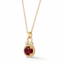 Oro 14K 0,05 ct. tw. Ciondolo ovale con granato da 2,5 carati, 8x10 mm, con chiusura a scorrimento