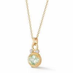 Oro 14K 0,05 ct. tw. Ciondolo ovale con ametista verde da 2,5 carati, 8x10 mm, con chiusura a scorrimento