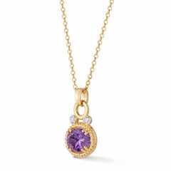 14K Gold 0,05 ct. tw. Durchmesser und 2,7 Karat, 8 × 10 mm, ovaler Amethyst-Anhänger mit Schiebeverschluss