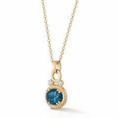 14K Gold 0.05 ct. tw. Dia. & 3.0CT 8x10mm London Blue Oval Pendant Slide