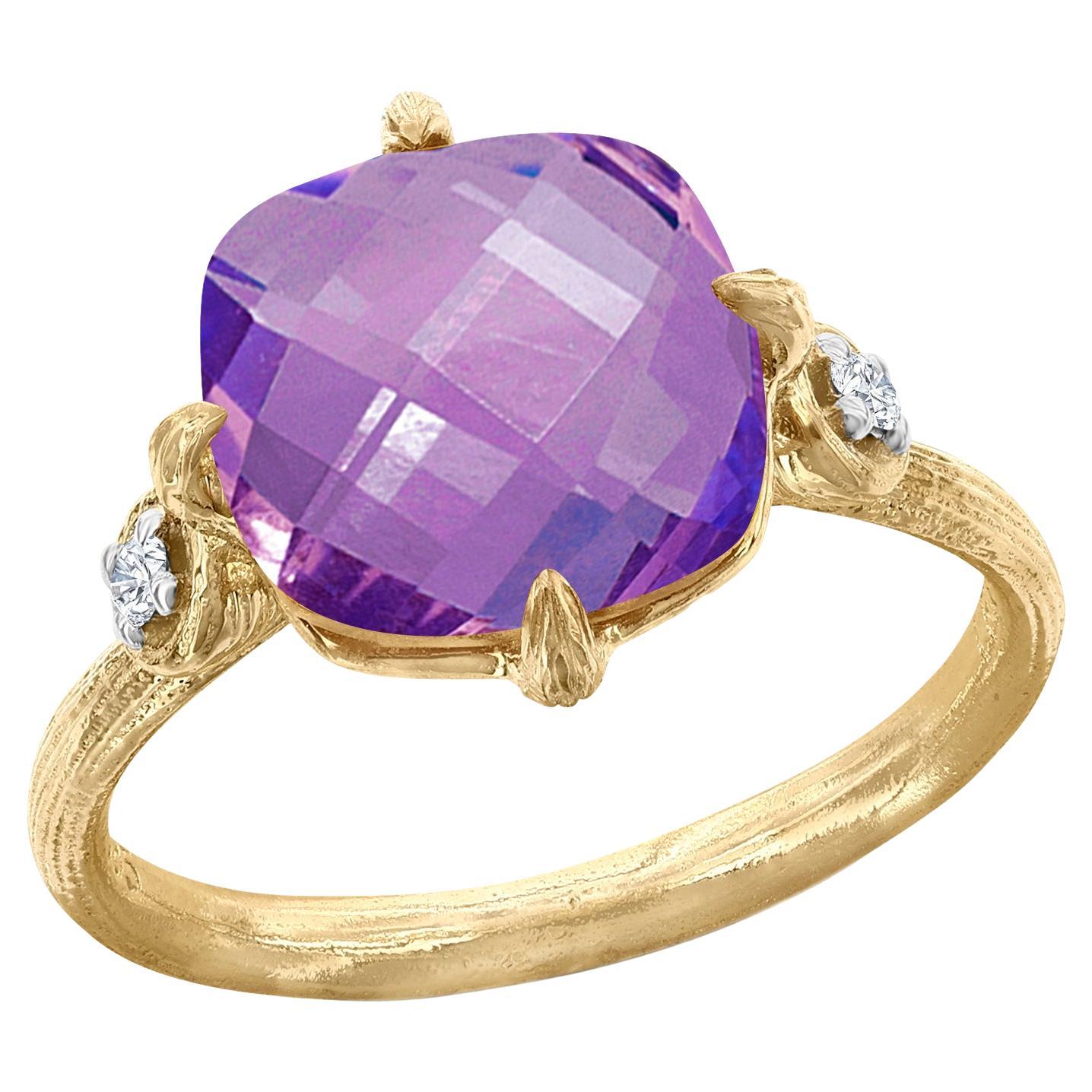 14K Gold 0.05 ct. tw. Diamond
3.5CT Amethyst Color Stone Cocktail Ring