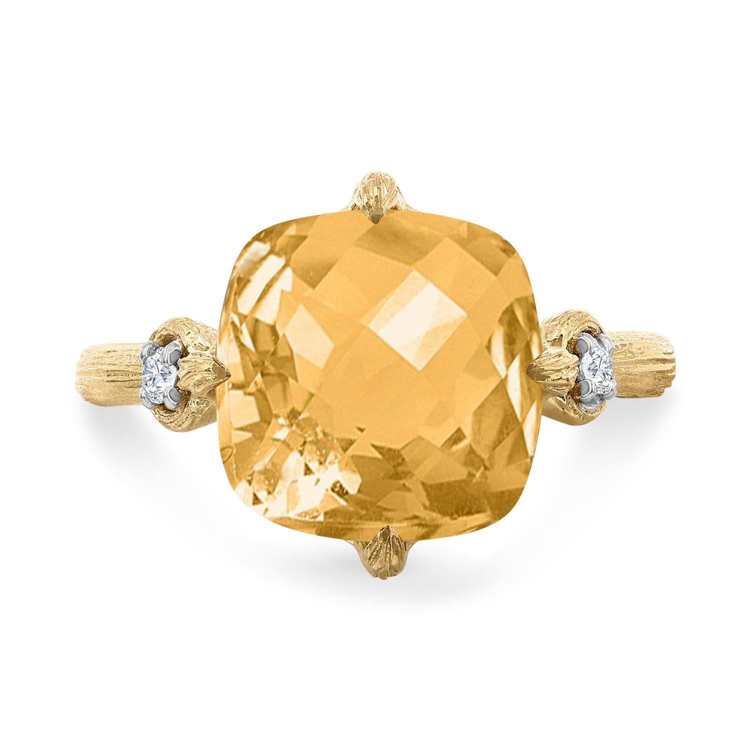 En vente :  Or 14K 0,05 ct. tw. Bague cocktail diamant et citrine 3.5CT Color Stone 2