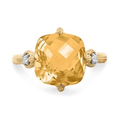 Or 14K 0,05 ct. tw. Bague cocktail diamant et citrine 3.5CT Color Stone