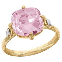 14K Gold 0.05 ct. tw. Diamond & 3.5CT Rose Quartz  Cocktail Ring