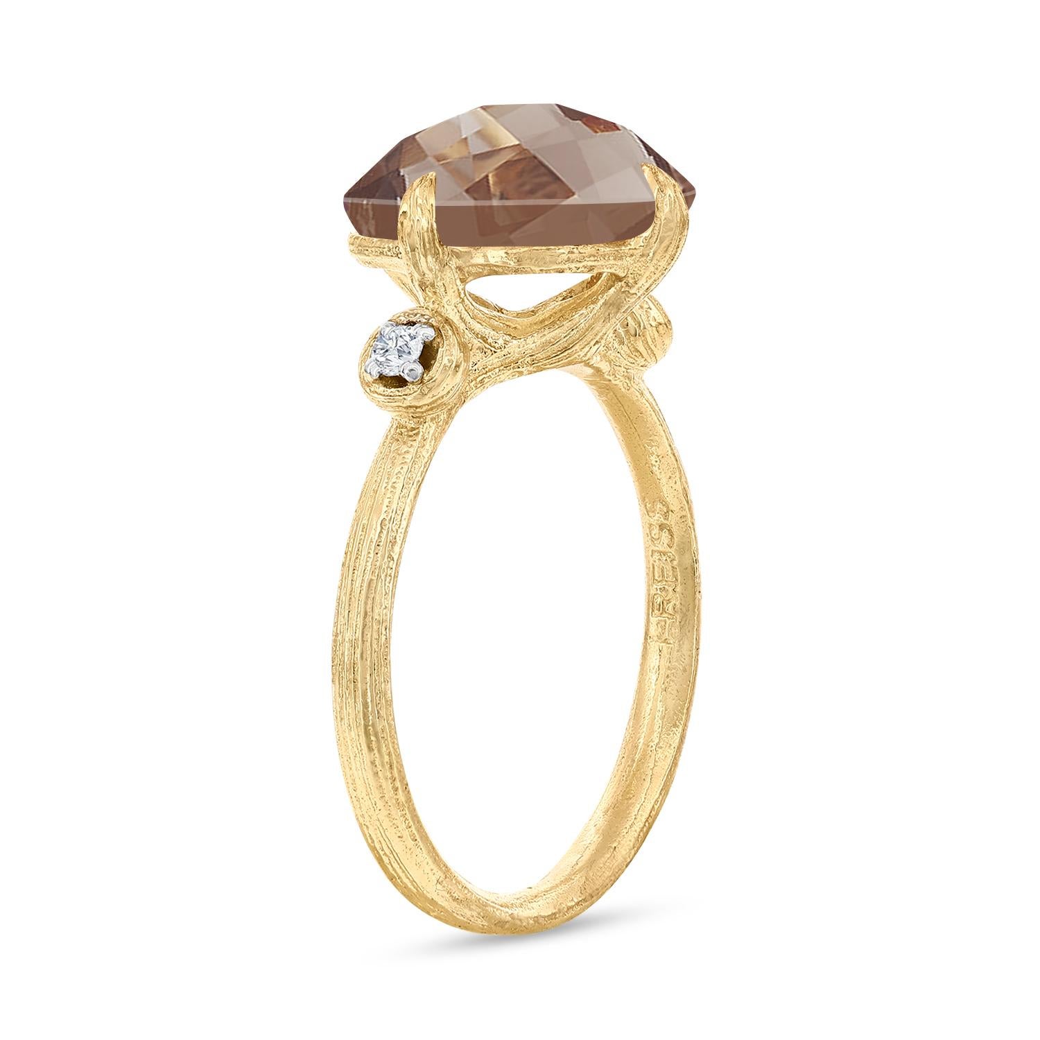 in vendita:  Oro 14K 0,05 ct. tw. Anello Cocktail con diamante e pietra colorata Topazio Fumè da 3,5 carati 3