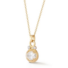 Oro 14K 0,05 ct. tw. Ciondolo ovale con montatura scorrevole da 2,28 ct. tot. Anello con diamante sintetico