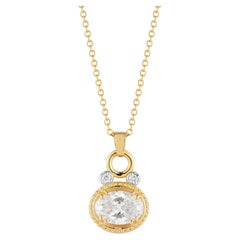 Oro 14K 0,05 ct. tw. Ciondolo ovale con montatura scorrevole da 2,28 ct. tot. Anello con diamante sintetico