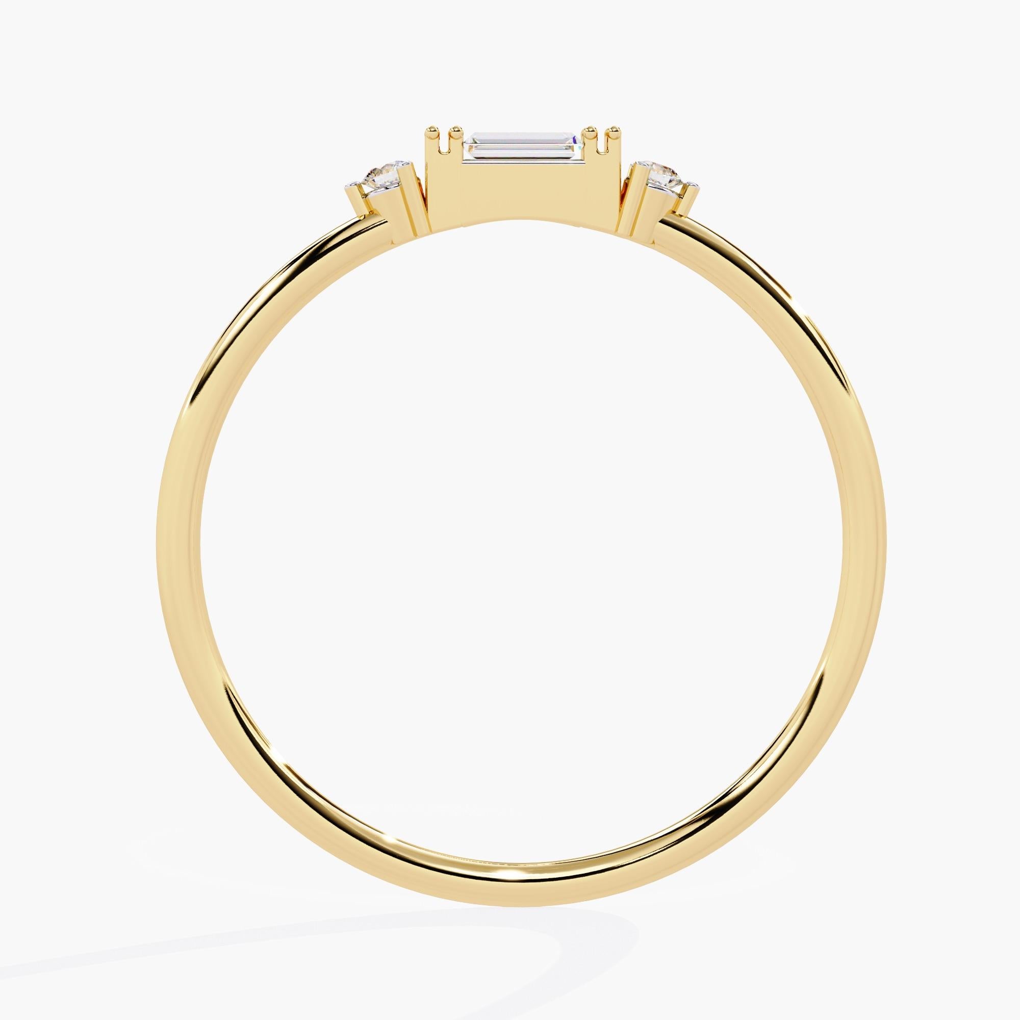 Moderno Oro 14K 0,05 Ctw Anello con diamante naturale baguette SI GH in vendita