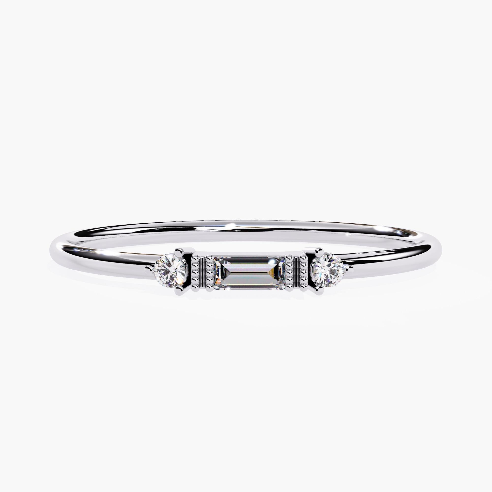 Oro 14K 0,05 Ctw Anello con diamante naturale baguette SI GH In condizioni Nuovo in vendita a New York, NY