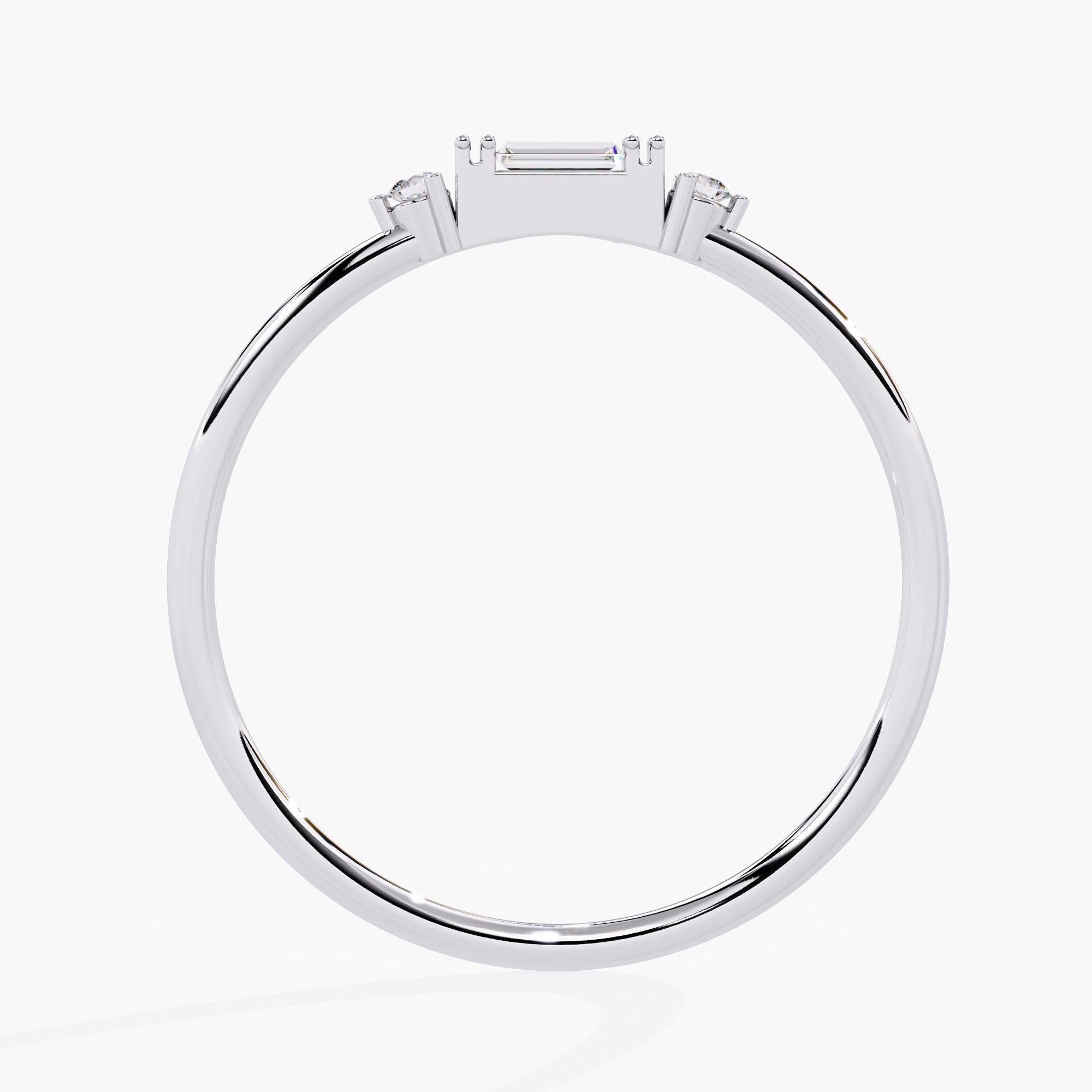 Oro 14K 0,05 Ctw Anello con diamante naturale baguette SI GH in vendita 1