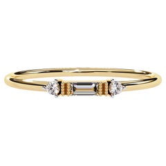 Anillo de oro de 14 quilates con diamante natural baguette de 0,05 quilates SI GH