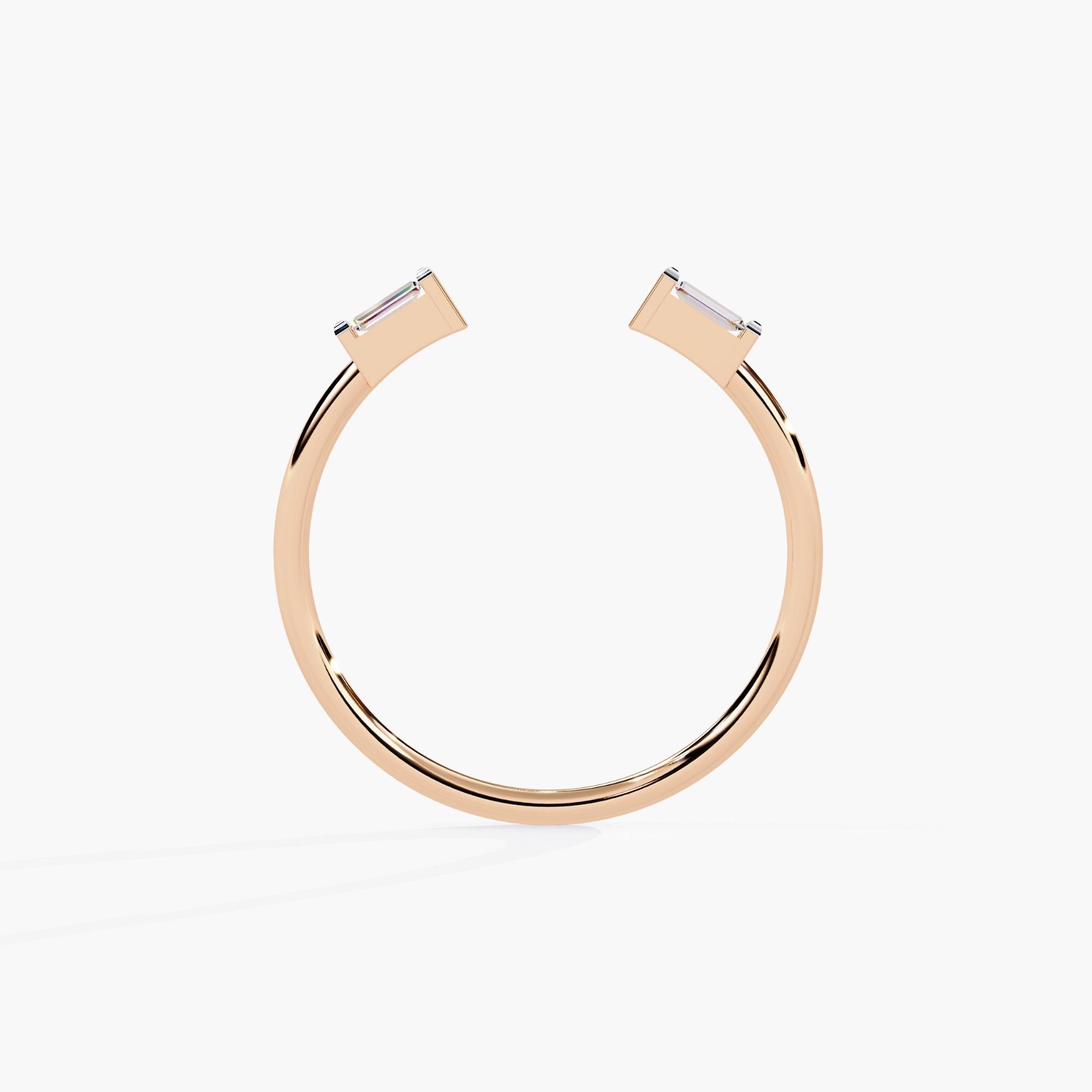 Anello Duo Baguette in oro 14K 0,05 Ctw SI GH in vendita 4