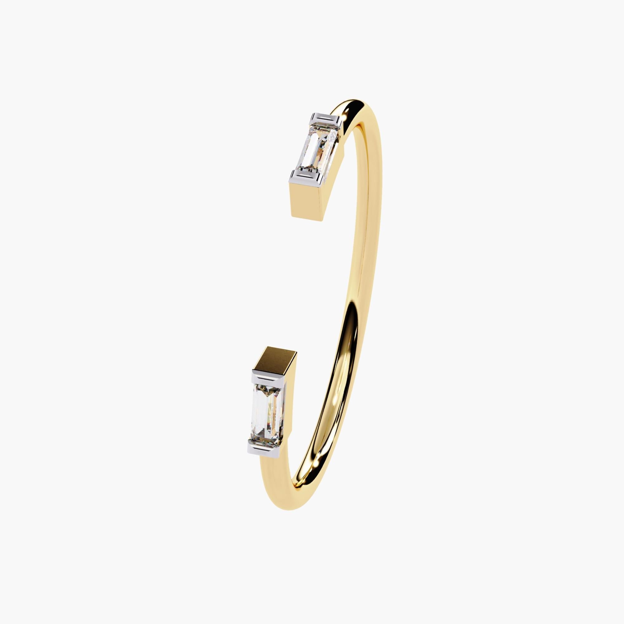 Moderno Anello Duo Baguette in oro 14K 0,05 Ctw SI GH in vendita