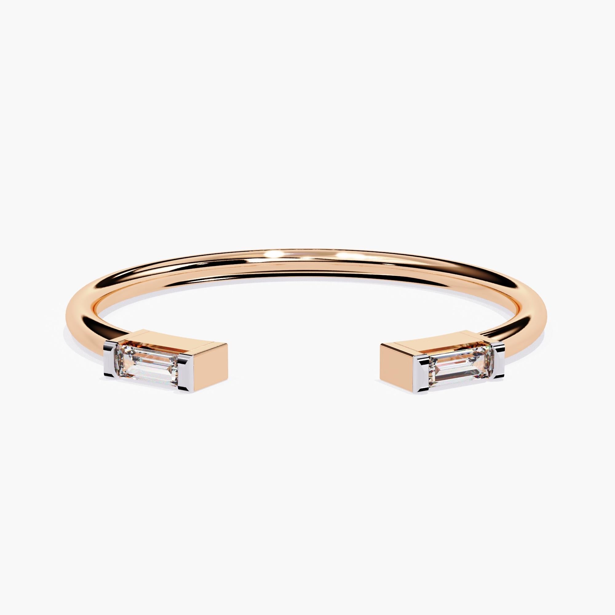 Anello Duo Baguette in oro 14K 0,05 Ctw SI GH in vendita 3