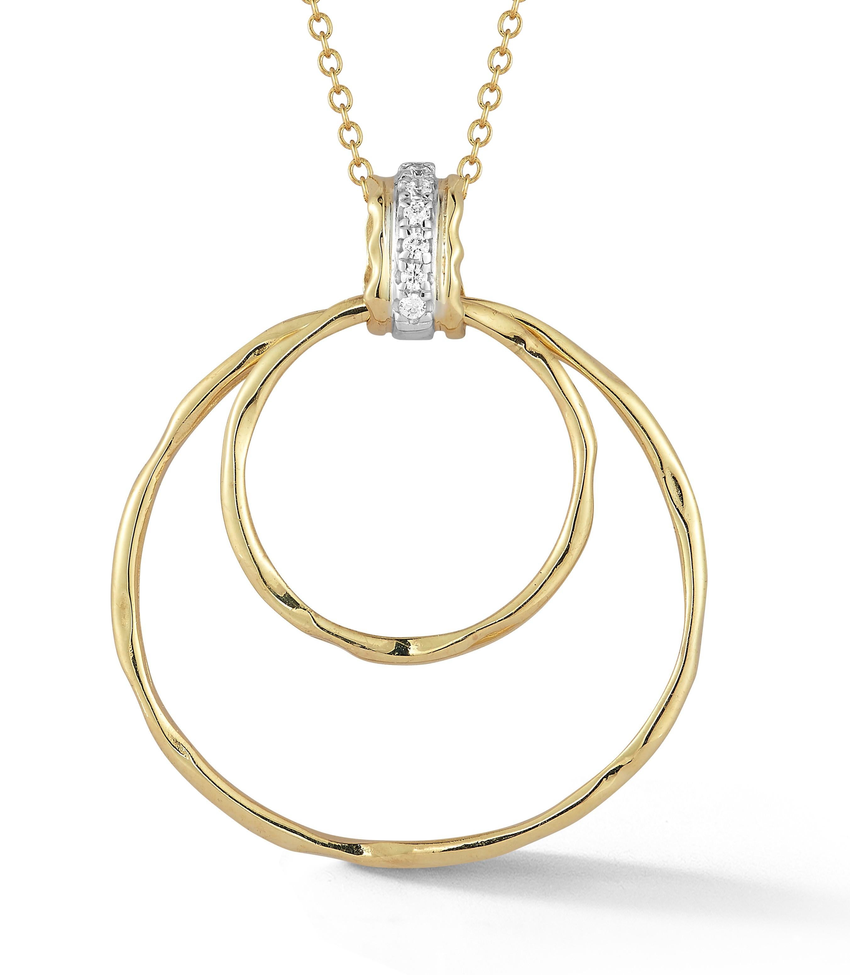 14K Gold 0.06 ct. tw. Cascading Circles Pendant Necklace In New Condition For Sale In Great Neck, NY