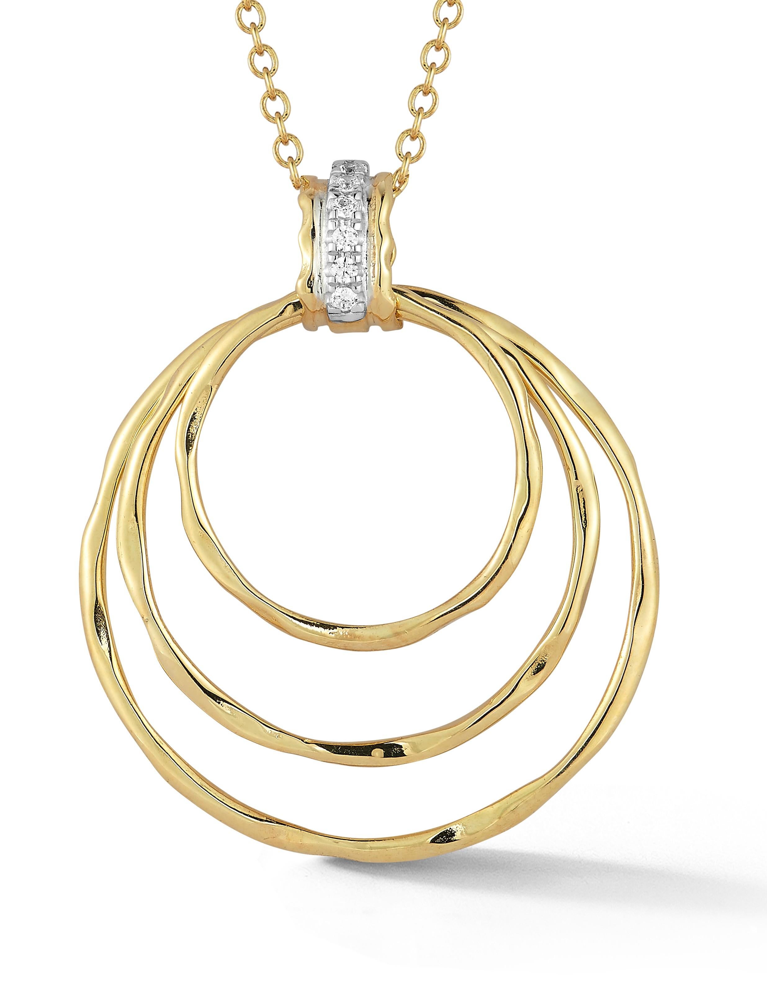 14K Gold 0.06 ct. tw. Cascading Circles Pendant Necklace In New Condition For Sale In Great Neck, NY
