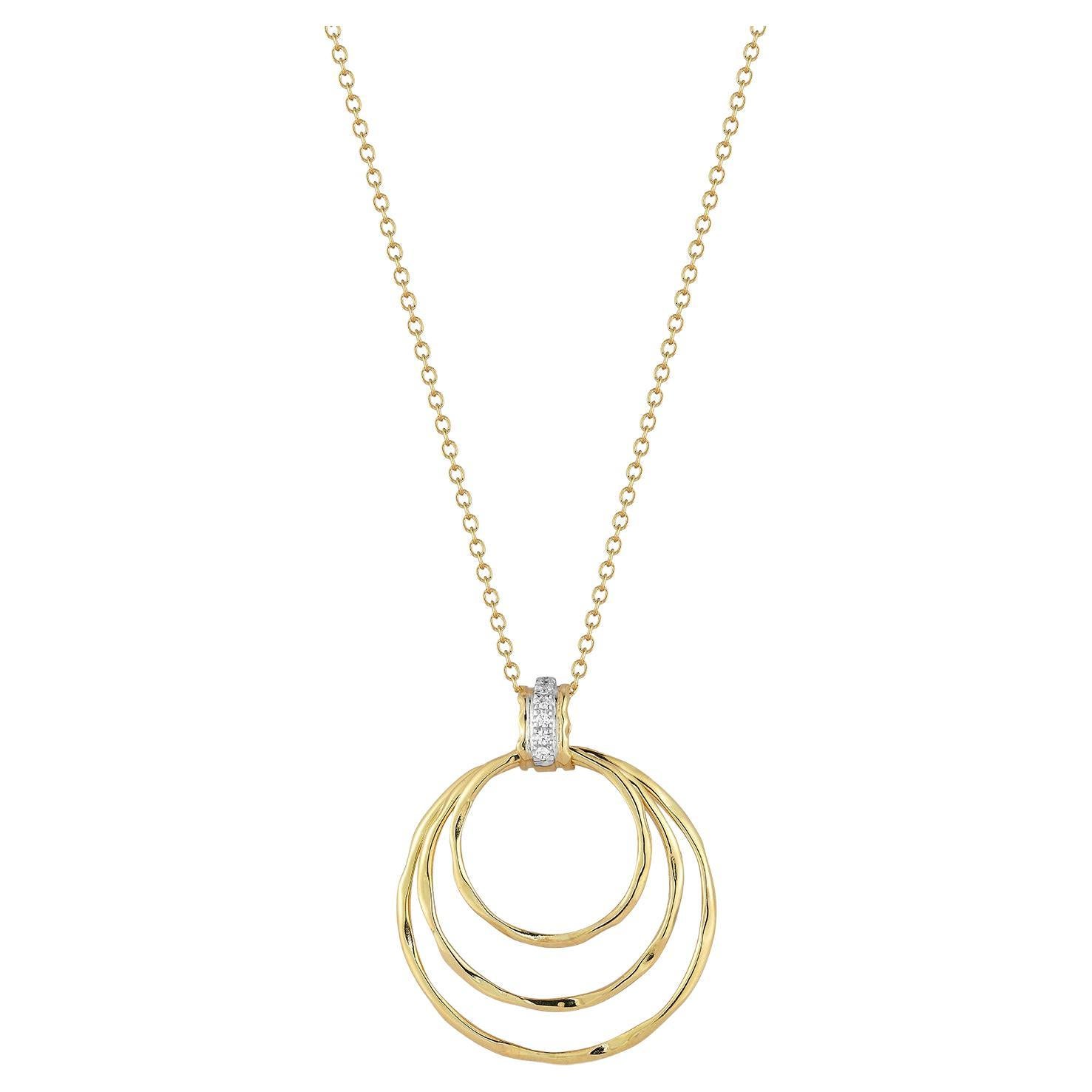 14K Gold 0.06 ct. tw. Cascading Circles Pendant Necklace For Sale