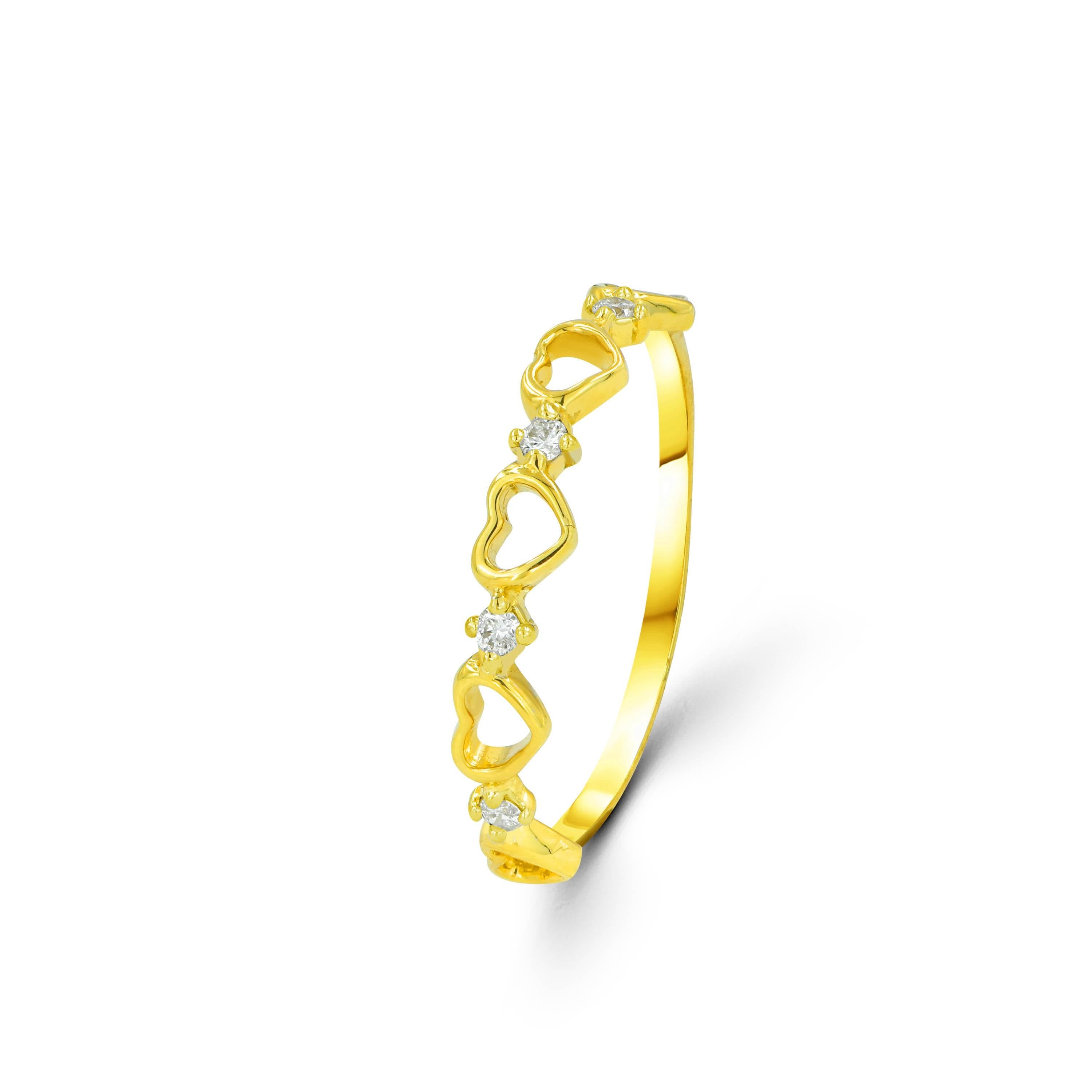 En vente :  Bague à cœur en or 14k avec diamant de 0,07 carat 3