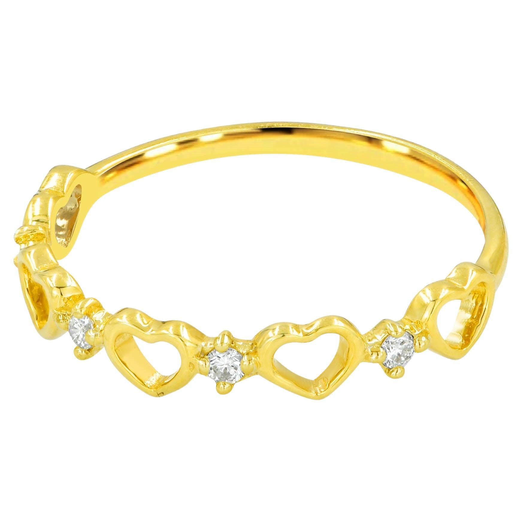 14k Gold 0.07 Carat Diamond Heart Ring