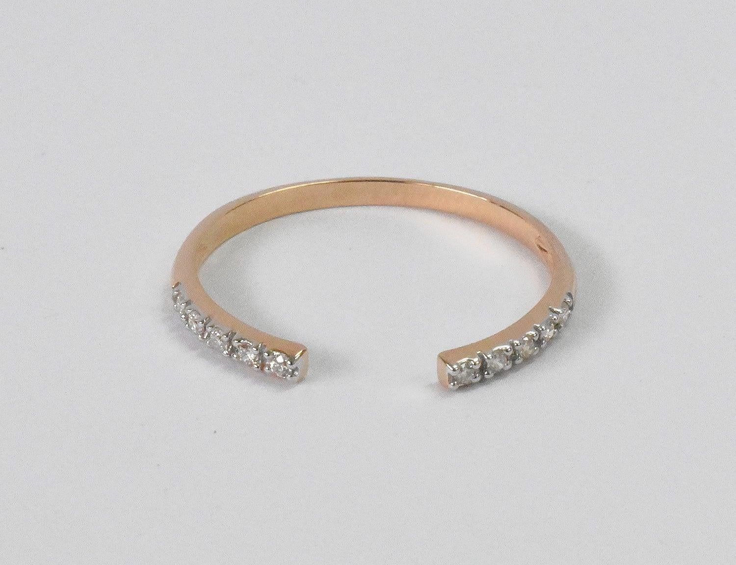 For Sale:  14K Gold 0.07 Carat Diamond Open stacking ring Ring  2