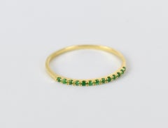 14k Gold 0.07 Carat Emerald Half Eternity Ring