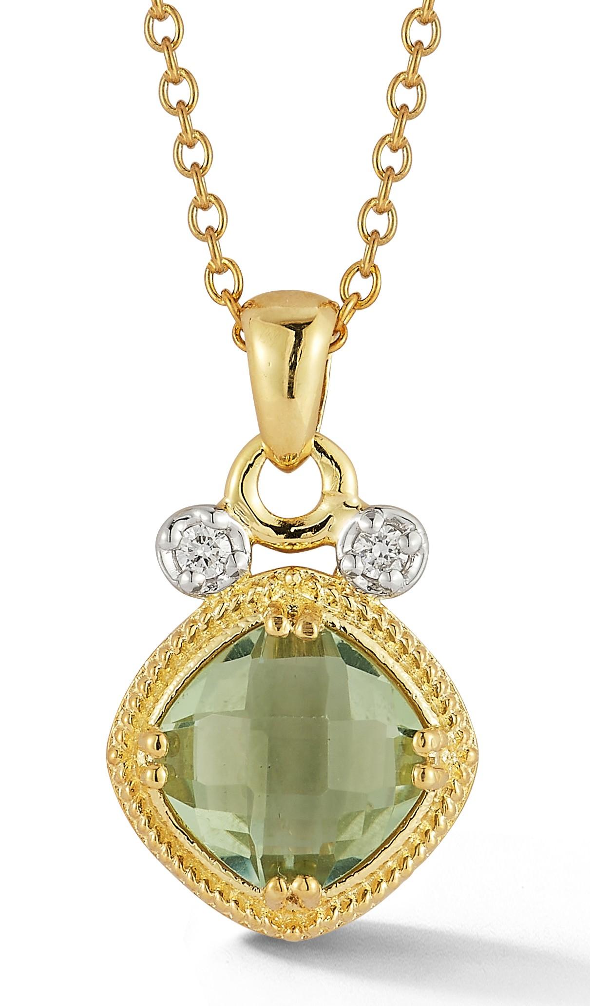Ciondolo in oro 14K da 0,07 ct. tw. e 1,75 ct. di ametista verde A. Stone In condizioni Nuovo in vendita a Great Neck, NY
