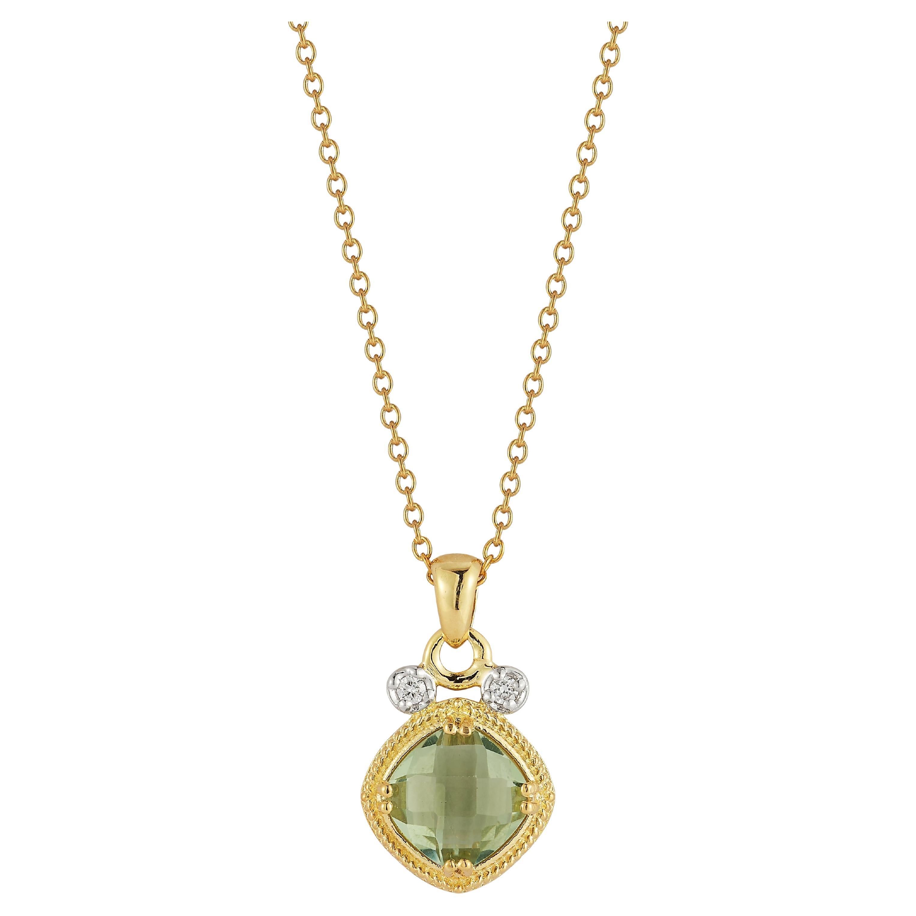 Ciondolo in oro 14K da 0,07 ct. tw. e 1,75 ct. di ametista verde A. Stone