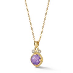 14K Gold 0.07 ct. tw. & 2.0CT Amethyst Color Stone Pendant