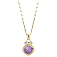 14K Gold 0.07 ct. tw. & 2.0CT Amethyst Color Stone Pendant